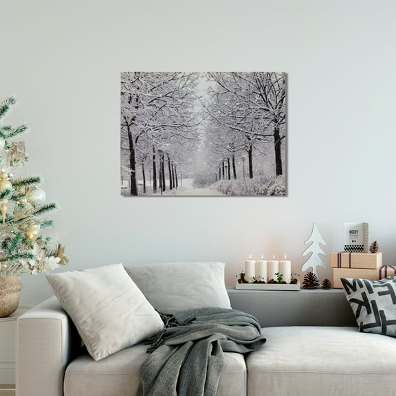 Northlight LED Lighted Fiber Optic Snow Covered Trees Christmas Canvas Wall Art - 11.75" x 15.75"
