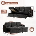thumbnail image 5 of Dinosisco 3-in-1 Sectional Sleeper Sofa with Storage Chaise & Armrests, USB, Cup Holders, 85.8" Convertible L-Shaped Sofa Bed for Living Room, Apartment, Black Linen, 5 of 9