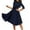 Navy, variant on Fshinging Midi Dresses For Women Round Necked Mid Sleeve Belt Waist Retro Style Beach Dress