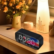Iuhan Alarm Clock Speaker, Wireless Bluetooth Speaker with Subwoofer, Bedside Clock Radio for Bedroom, Home Office Desk Decor, Portable Music Player with FM Radio