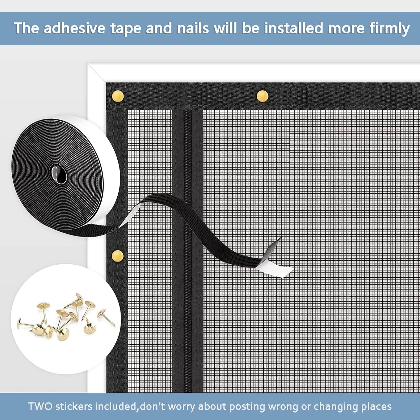 Daretodo Heavy Duty Pets Proof Screen Door with Bilateral Zipper, Prevent Dogs Cats Running Out From Home, Bedroom, Living Room, Kitchen Patio Door,Prevent Mosquito
