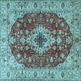 thumbnail image 1 of Ahgly Company Indoor Square Medallion Light Blue Traditional Area Rugs, 7' Square, 1 of 4