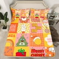 thumbnail image 2 of Christmas Sheet Set Xmas Decorations Christmas Tree Sheets Twin Bedroom Decor, Cartoon Santa Claus Bed Sheets Set Colorful Patchwork Christmas Theme Bedding Set 3Pcs, 2 of 5