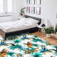 thumbnail image 5 of Area Rugs Indoor Non-Slip Rectangle Rug 5x7 Ft Brown Blue Palm Leaf Tropical Plant Minimalist Style Summer Rug Rubber Backing Floor Mats Non Shedding Home Decor Carpet for Entryway Living Room, 5 of 8