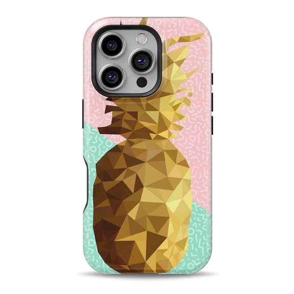 DesignSkinz Scratch-Resistant Hard Slim Case Compatible with iPhone 16 (Compatible with MagSafe) - Geometric Summer Pineapple v1