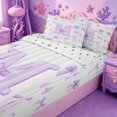thumbnail image 3 of meiyoeat Ribbon Bowknot Monogrammed M Zipper Twin Comforter Sets with Fitted Sheet and 2 Pillowcases,Watercolor Coquette Letter Design Zipper Bedding Set For Girl,Reversible,4 Pieces, 3 of 7
