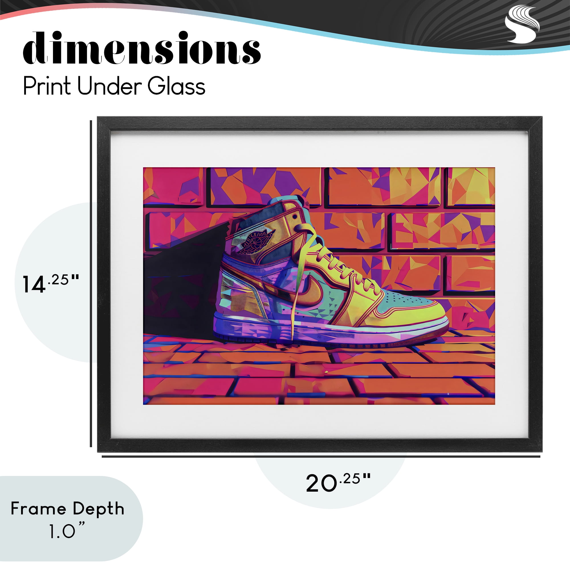 Stupell Industries Sneaker with Vibrant Geometric Hues Black Framed Print Under Glass, design by Creative Studio