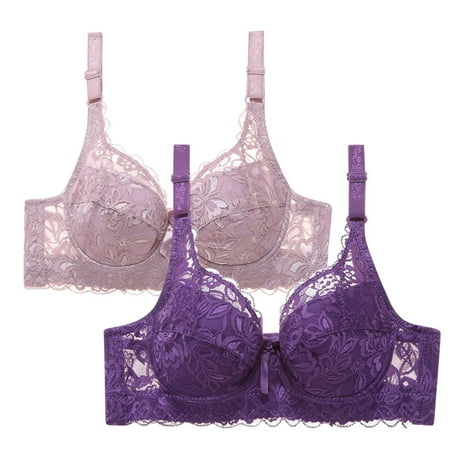 Arnsht 2Pcs Lingerie for Women s Lace Underwire Bra Sheer See Through Bras Unpadded Ultra Thin Soft Comfort Breathable Underwear Multicolor 40C