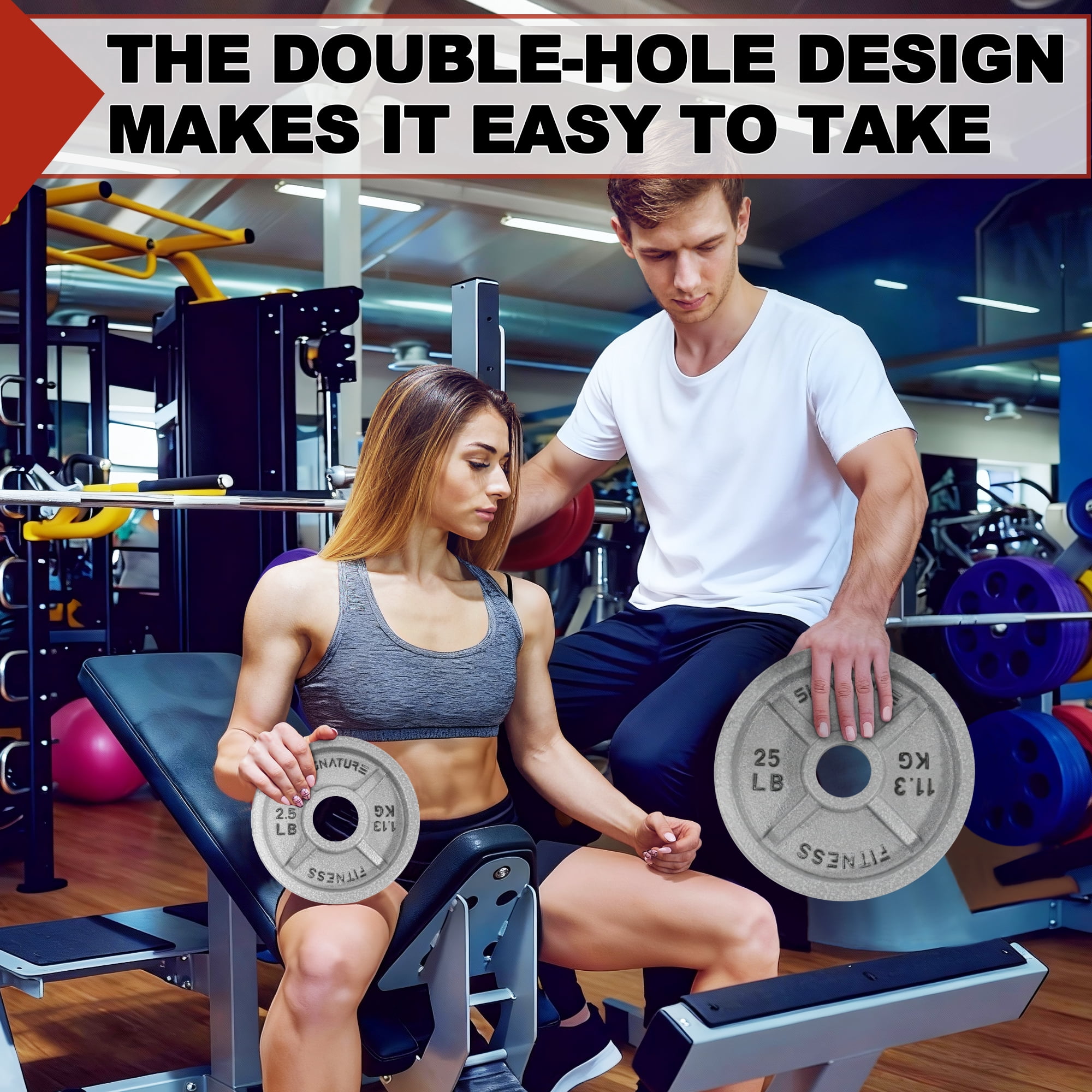 Flexwave Strength Training & Home Gym Weight Plates, 2-Inch, 60 lb