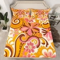thumbnail image 2 of jejeloiu Bohemian Flowers Full Size Sheets,Vintage Boho Floral Bed Sheets,Orange Beige Pink Sheet Sets For Kids,Breathable Home Decor,4pcs, 2 of 7