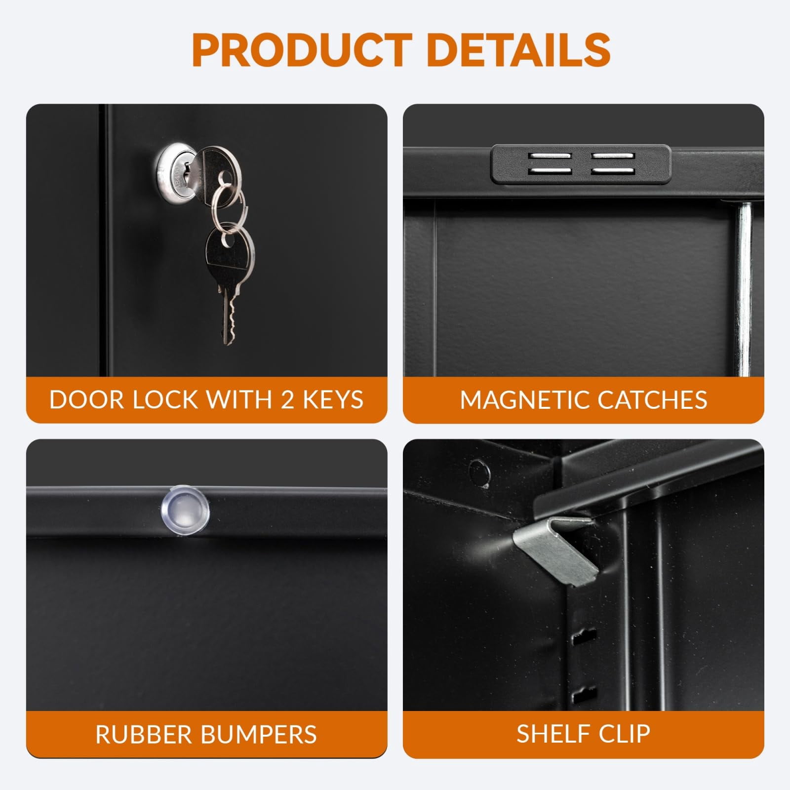 BESFUR Metal Garage Storage Cabinet with 2 Doors and 2 Drawers, Locking Stoage Cabinet for Garage, Classroom and Office - Black