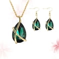 thumbnail image 4 of 1 juego de collar, juego de aretes, cristal, gota de oreja, collar vintage, colgante de cuello, conjunto de joyas para mujer, verde, 4 of 8