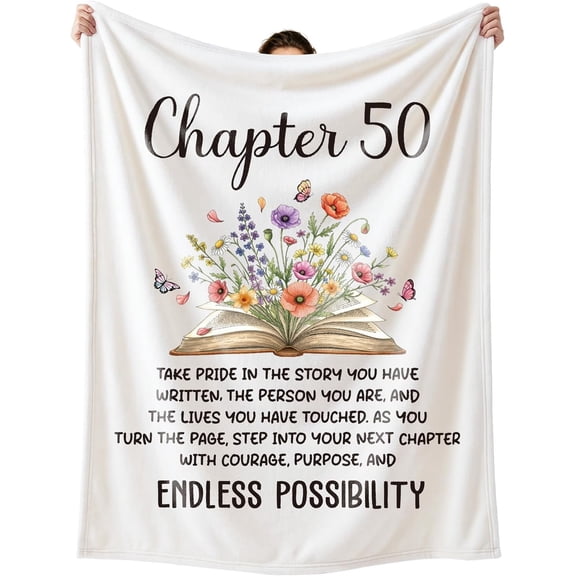 50th Birthday Gifts for Women, 50 Year Old Gifts for Women 50th Birthday for Her Chapter Blanket 50'' x 60'' 50 Birthday Ideas