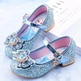 thumbnail image 2 of Zapatos casuales de dibujos animados de Disney para niñas, zapatos de tacón alto para niños, zapatos de fiesta de cuero con lazo de dibujos animados de frozen elsa, plantilla de 17,7 CM Gao Jinjia LED, 2 of 2