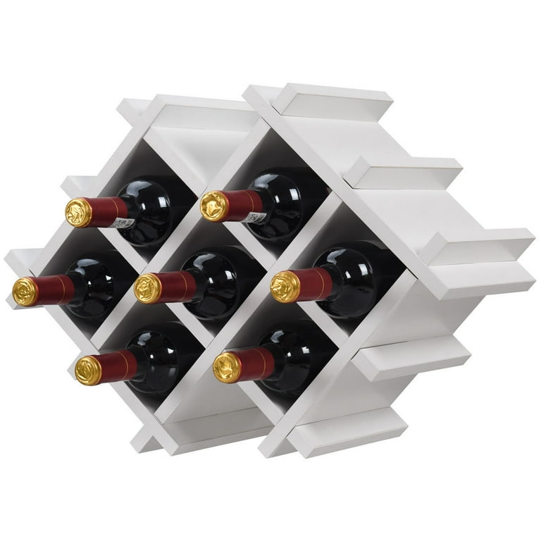 Gymax Set of 5 Wall Mount Wine Rack Set Storage Shelves Glass Holder White