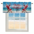 thumbnail image 4 of Kitchen Valances for Window, Merry Christmas Red Santa Claus Light Filtering Rod Pocket Valance Curtain, Beach Blue Ocean Style Short Curtains Window Topper for Bedroom Bathroom Living Room 54x18in, 4 of 9