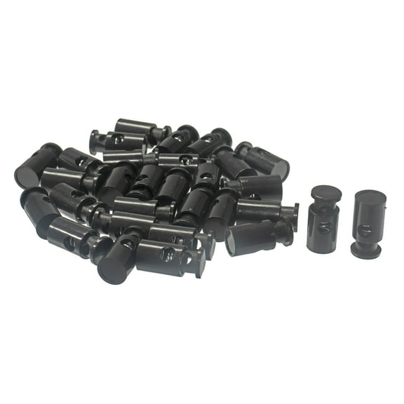 Craft County Single-Hole Barrel-Style Cord Locks - 30 PCs Black Solid Toggle Sliders
