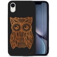 thumbnail image 1 of Wood phone case for iPhone XR compatible protective cell phone cover shockproof slim fit laser engraved Great Owl design Black wood case for Men & Women by CaseYard, 1 of 7