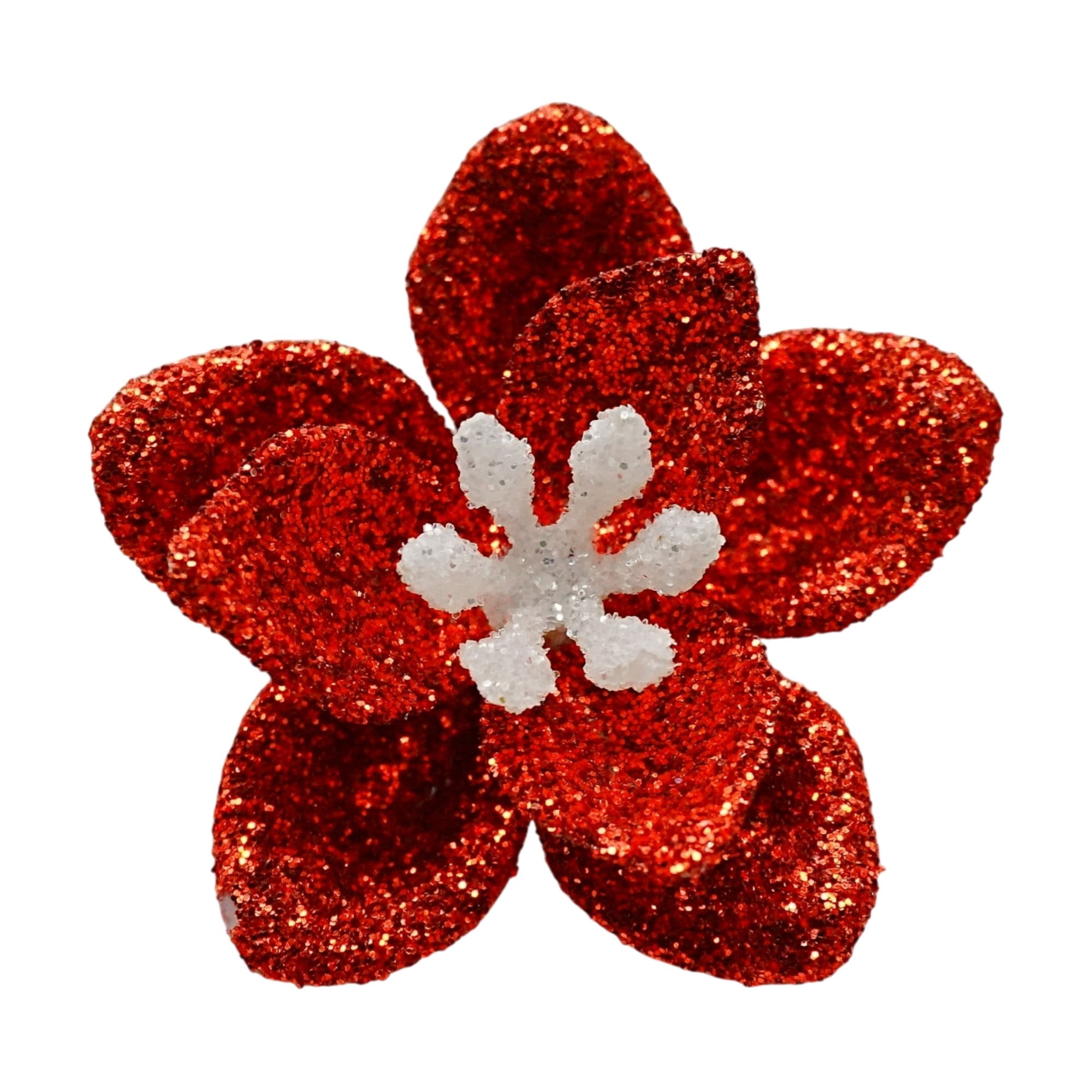 9-Count Red and White Glitter Flower Mini Christmas Ornaments, 1.8", by Holiday Time