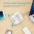 Desktop Power Strip with 3 Outlet 4 USB Ports 4.5A, Flat Plug and 5 ft