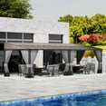 thumbnail image 6 of ALAULM 10' x 28' Gazebo，Hard Top Lean to Gazebo Wall Mount Heavy Hardtop Gazebo Outdoor Pergola with Curtains and Netting for Patio Garden Lawn Backyard Deck (Gray), 6 of 6