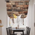 thumbnail image 3 of Western Barn Door Tie Up Curtains for Windows, Adjustable Balloon Window Shades, Vintage Farmhouses Wooden Door Brown Kitchen Window Treatments Adjustable Roll Up Curtain for Basement/Nursery 52"x45", 3 of 8