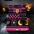 thumbnail image 3 of Homewish Gothic Skull Bone Bed Sheets for Girls, Halloween Candy Moon Full Size Sheets, Pink Purple Black, 4 Pieces (1 Flat Sheet, 1 Fitted Sheet and 2 Pillowcases), 3 of 4