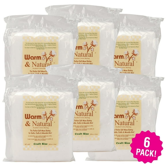 Warm & Natural Cotton Batting 34"X45", Multipack of 6