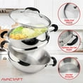 thumbnail image 3 of 18/10 3 Piece Stainless Steel Steamer Cooking Pot & Pan Set with Glass Lid, 3 of 6