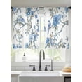 thumbnail image 2 of Chinese Style Sheer Curtains 45 Inch Long 2 Panels, Blue Flowers and Birds Figure Light Filtering Rod Pocket Semi Sheer Curtains, Sheer Voile Drapes for Living Room Bedroom, 52"x45", 2 of 5