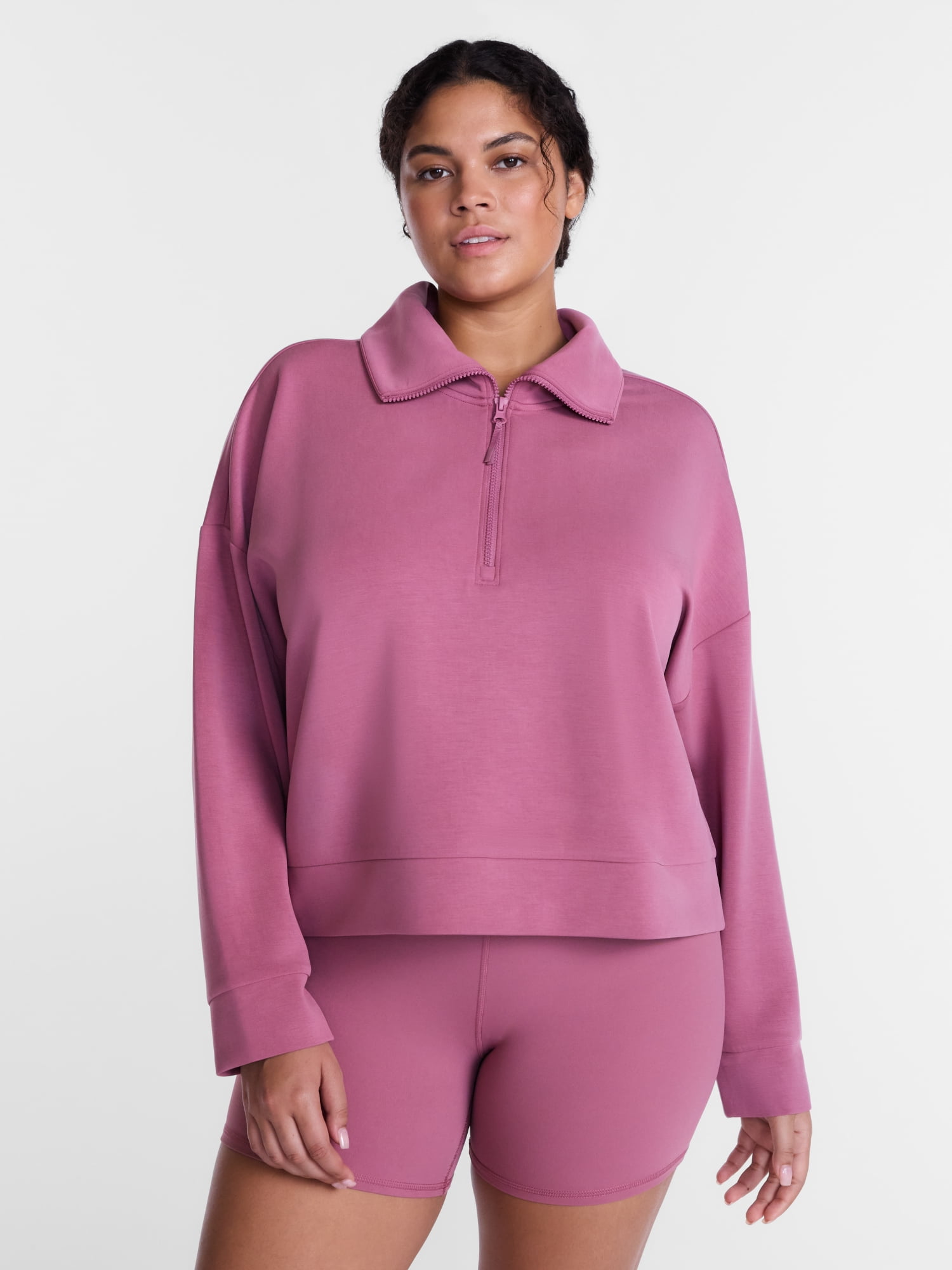 Avia Women's and Women's Plus Quarter-Zip ScubaKnit Pullover, Sizes XS-4X
