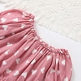 thumbnail image 5 of KVPLBQFD 2 Piece Set for Girls Off Shoulder Ruffle Trim Short Sleeve Elastic Waist Bowknot Shorts Outfit Kids Trendy Heart Print Sets Toddler Summer Clothes, 5 of 7