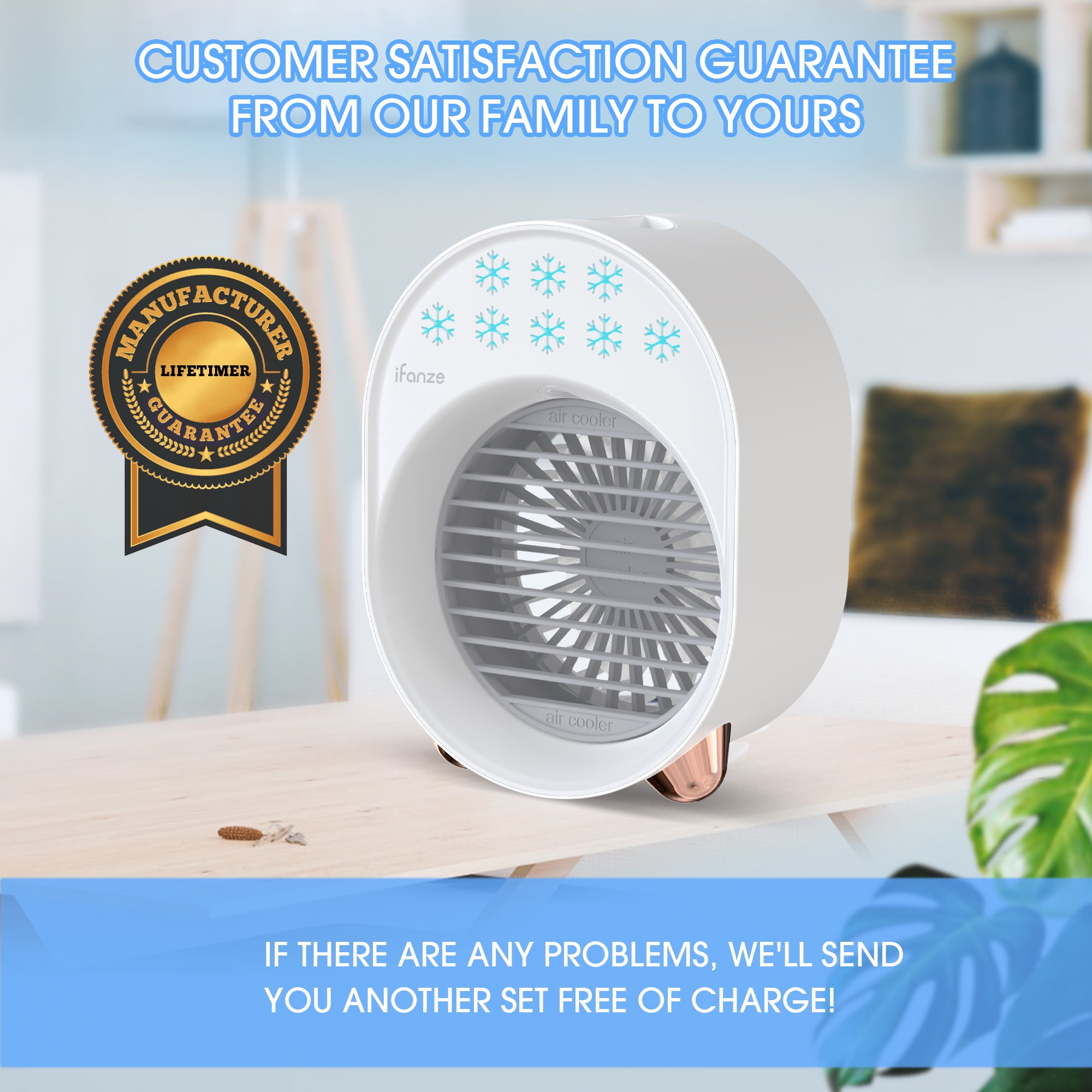iFanze Portable Air Conditioner Fan, Rechargeable Evaporative Air Cooler  Air Cooling Fan with 3 Speed, Personal Mini AC Desktop Fan for Room Home  Bedroom Office Indoor Outdoor, White - Walmart.com