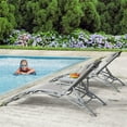 thumbnail image 2 of Pool Lounge Chairs Set of 3, Adjustable Aluminum Outdoor Chaise Lounge Chairs with Metal Side Table, All Weather for Deck Lawn Poolside Backyard (Grey, 2 Lounge Chairs&1 Tbale) 09828, 2 of 6