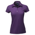 thumbnail image 2 of A2Y Women's Basic Casual 4-Button Junior-Fit PK Ring Spun Cotton Pique Polo Shirt Purple XL, 2 of 6