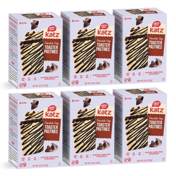 Katz Gluten Free Toaster Pastries - Chocolate Chip |Gluten Free, Dairy Free, Nut Free, Soy Free, Kosher| (6 Pack, 8.0 Ounce Each)