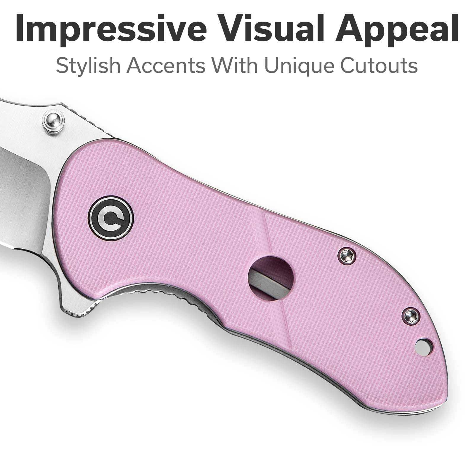 CIVIVI Gordo Pocket Folding Knife with 2.51" D2 Blade G10 Handle C22018C-4, Powder Pink