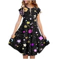 thumbnail image 2 of LJEFF Girls Floral Dresses with Pockets, Ruffle Casual Cute Short Sleeve Kids Summer Midi Dresses Multicolor Size 12, 2 of 6