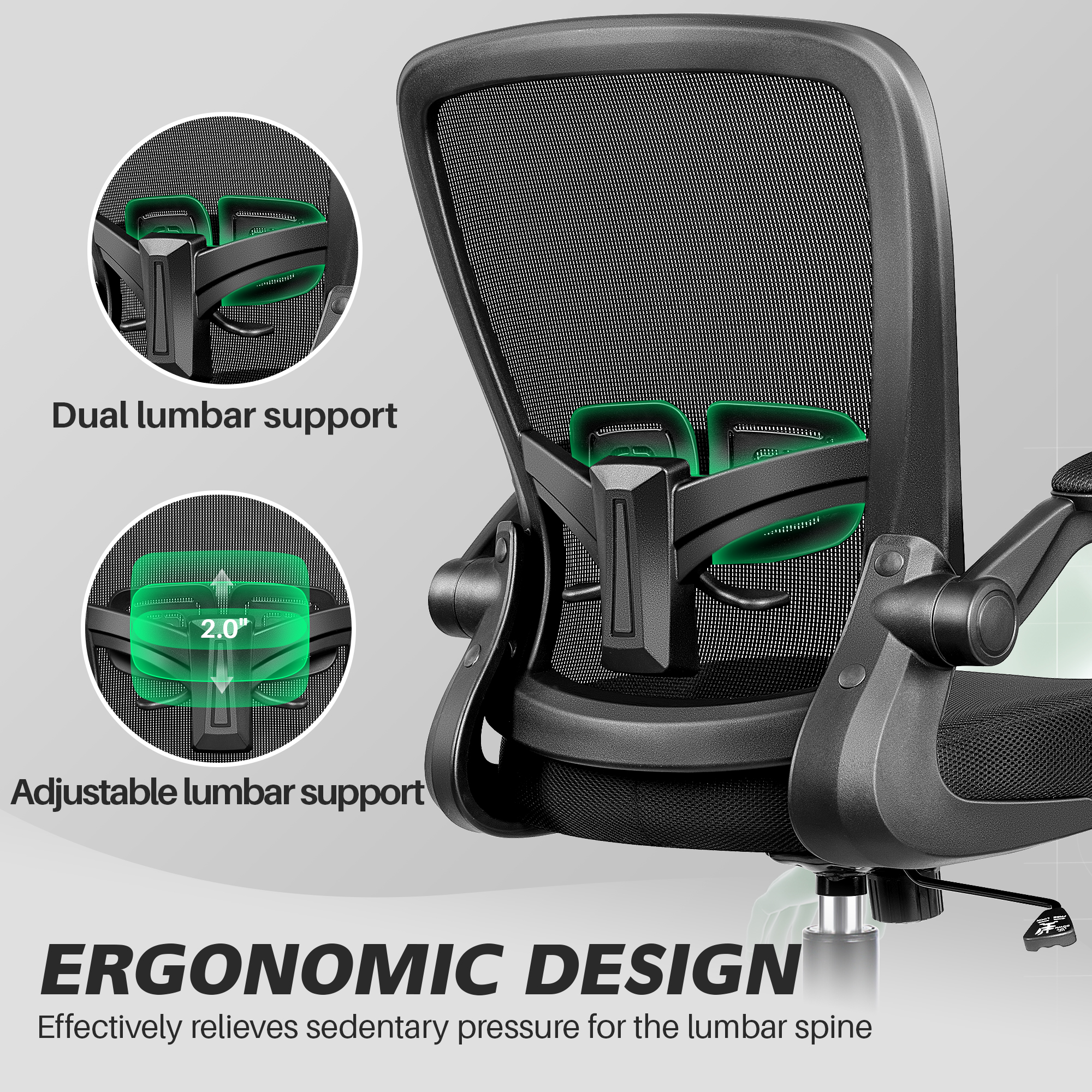 Coolhut Ergonomic Mesh Office Chair with Lumbar Support photo 4