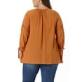 thumbnail image 3 of Blusa campesina de primavera y otoño de 3/4 de manga con cuello atado y hueco para el Día de San Valentín de Agnes Orinda en tallas grandes para mujer 3X Naranja, 3 of 6