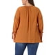 thumbnail image 3 of Blusa campesina de primavera y otoño de 3/4 de manga con cuello atado y hueco para el Día de San Valentín de Agnes Orinda en tallas grandes para mujer 3X Naranja, 3 of 6