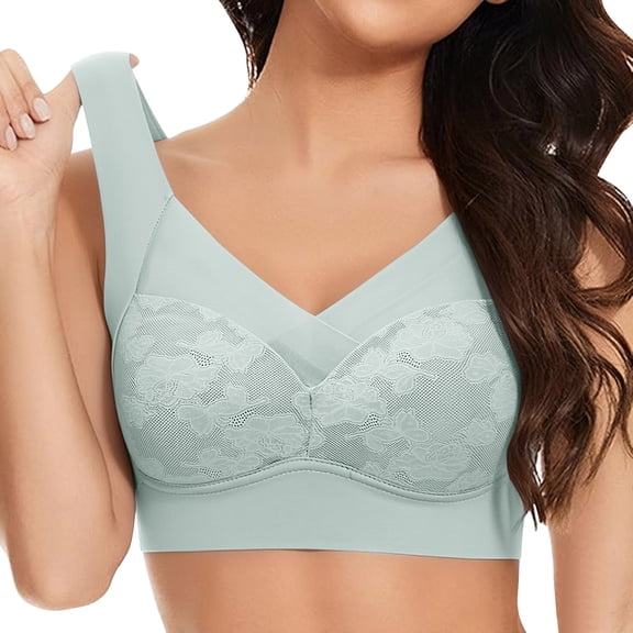 OJJCXA Women's Sports Bras Seamless No Underwire Full Coverage Plus Size Soft lette Supportive Daily Comfort Everyday Tshirt Jelly Bra Green Size XXXL