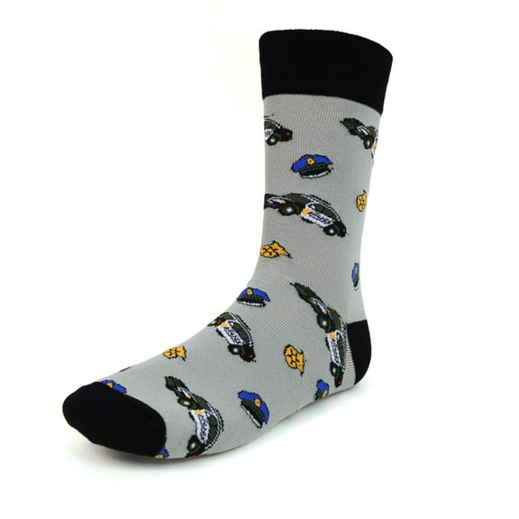 Urban-Peacock Men's Novelty Fun Crew Socks for Dress or Casual - Police Officer