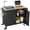 Black and Silver + Metal,Stainless Steel, variant on Two Doors Outdoor Grill Cart with Patio Furniture, Outdoor Grill Table with Storage,Rolling Bar Cart Outdoor BBQ Cart with Hooks and Spice Rack for Grilling Accessories, Black