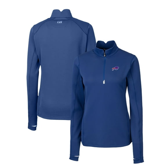 Women's Cutter & Buck Royal Buffalo Bills Traverse Stretch Quarter-Zip Pullover Top