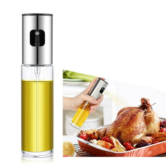 Oil Sprayer for Cooking, Olive Oil Sprayer,‎100ml Olive Oil Spray Bottle for Air Fryer, Food-Grade Oil Mister Transparent Glass Spray Bottle for Kitchen, BBQ, Salad, Baking, Roasting