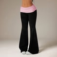 thumbnail image 5 of Flare Foldover Pants for Women Y2K Comfortable Low Rise Stretchy Yoga Pants Casual Streetwear Pants, 5 of 7