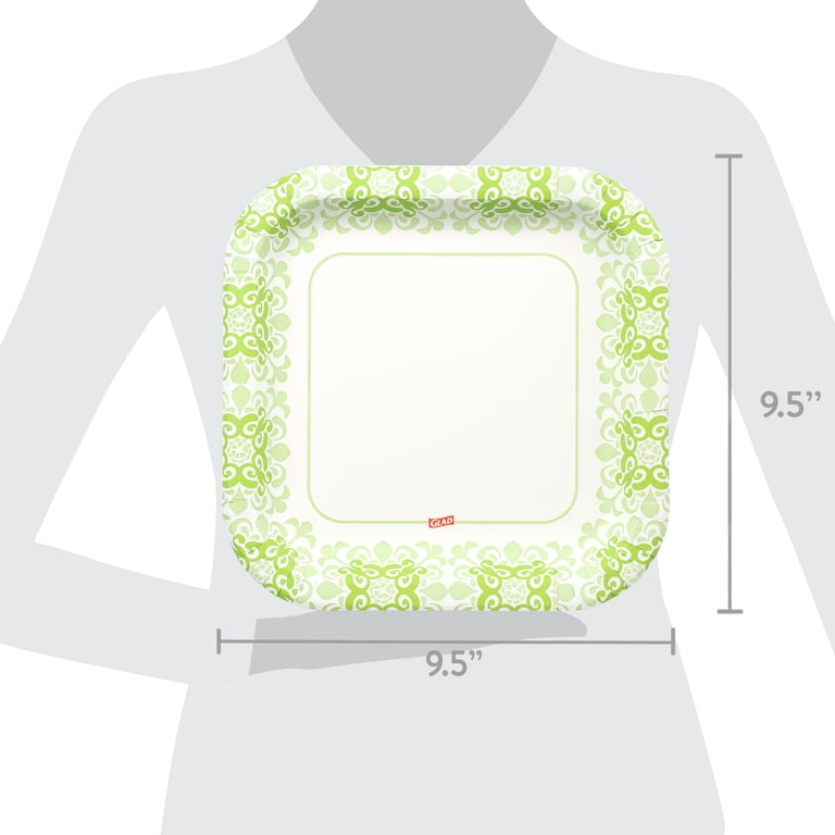 Glad Everyday 10" Square Paper Plates, Green Victorian, 100 Count photo 6