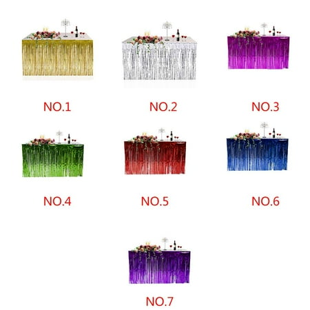 Metallic Fringe Foil Table Skirt Tinsel Table Curtain For Luau