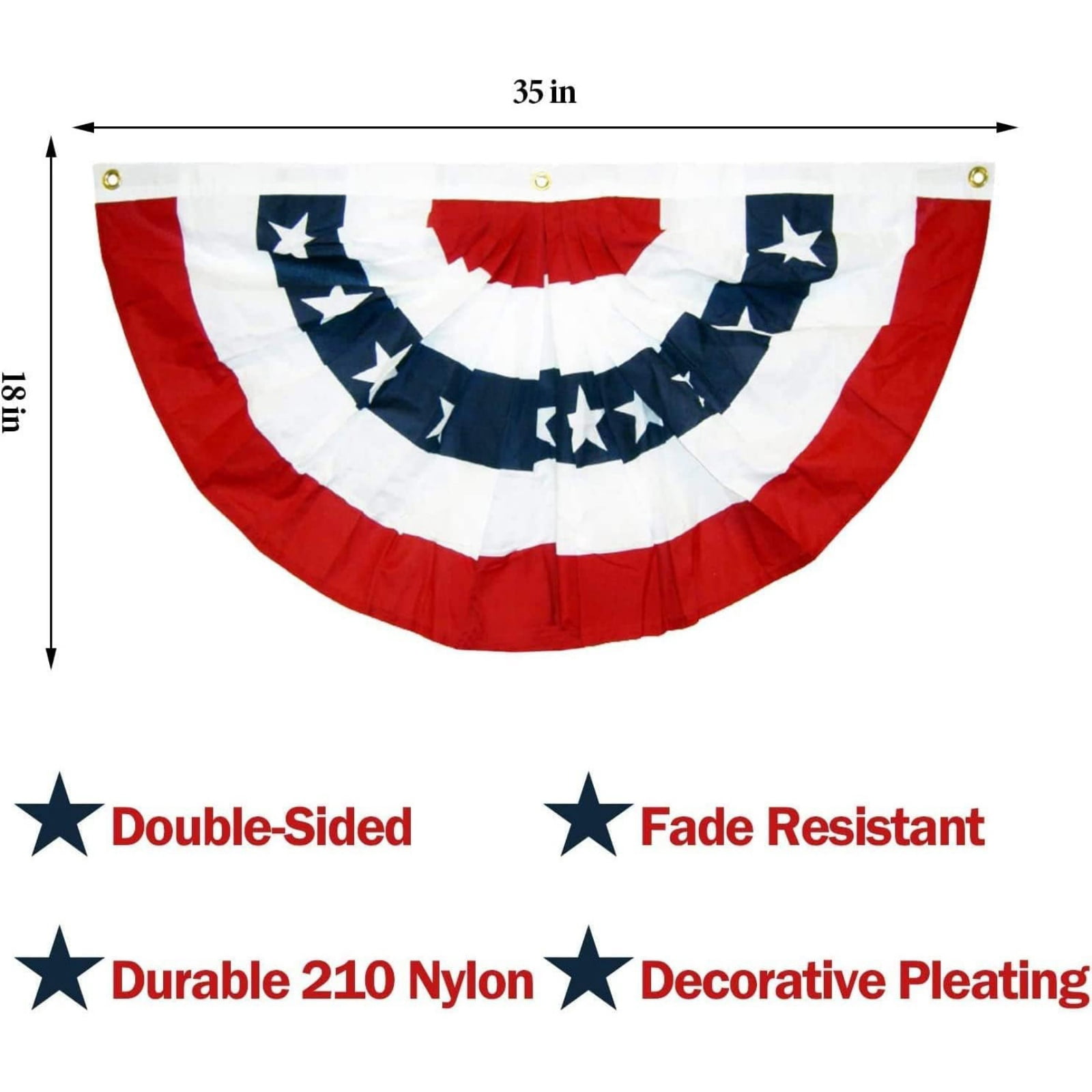 3PCS 1.5x3 Ft American Flags For Outside ,American Pleated Fan Flag ,Bunting Flags Outdoor 4th Of July Decorations American Flags - Half Fan Banner Pleated Patriotic Flag Usa Flags